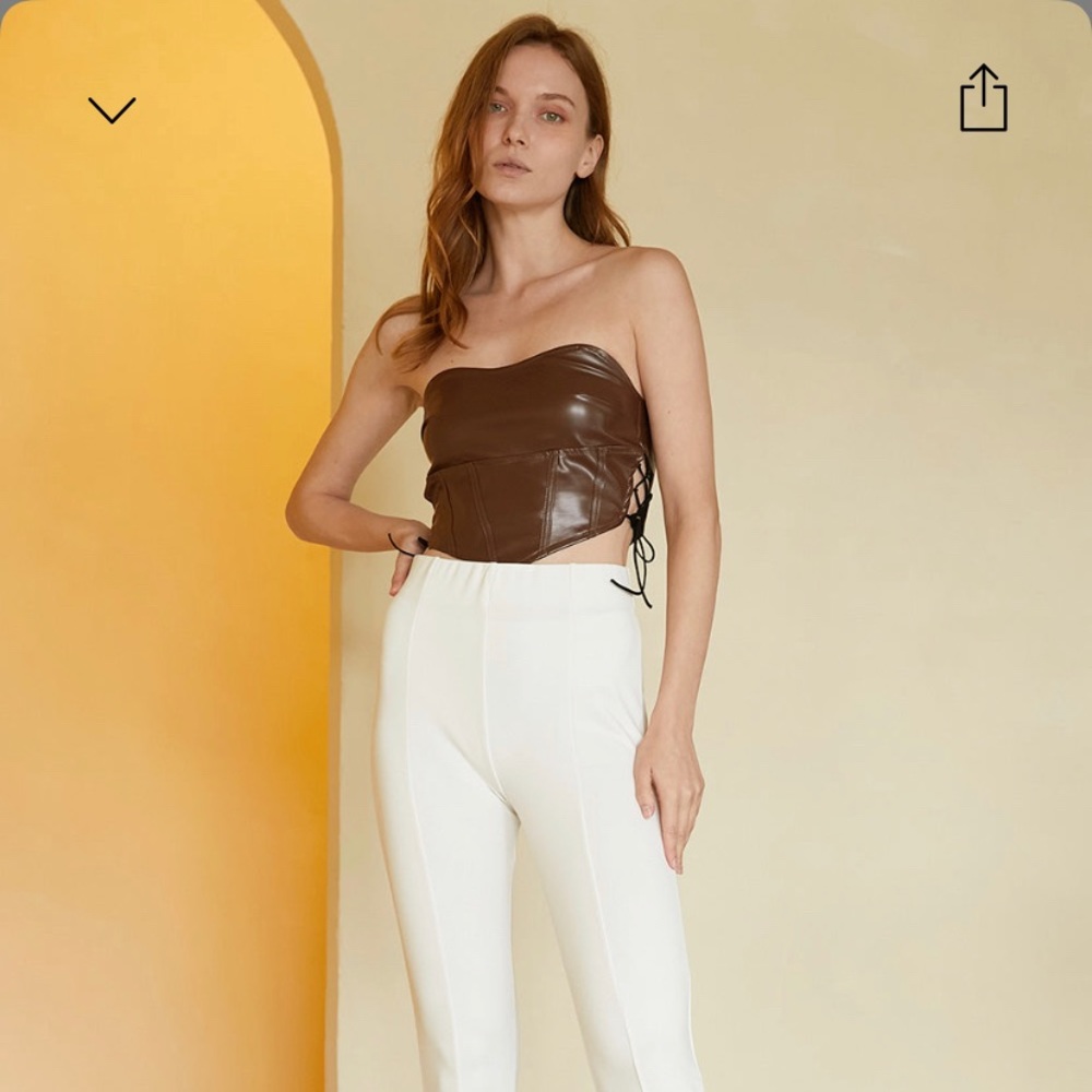 Storets Esther Faux Leather Strapless Top